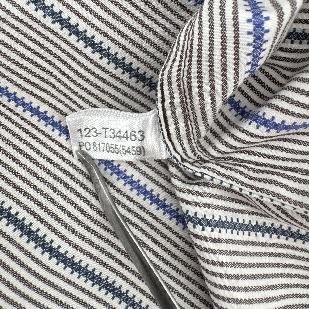 Tommy Bahama Button Down Shirt Large Blue Brown Stripe Cotton Long Sleeve T34463 - Picture 6 of 6